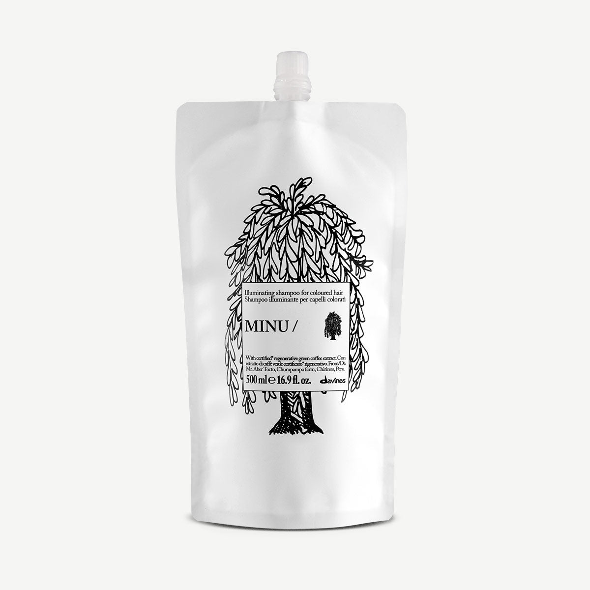 Davines Minu Shampoo 500ml refill pouch, colour-protective shampoo refill for coloured hair