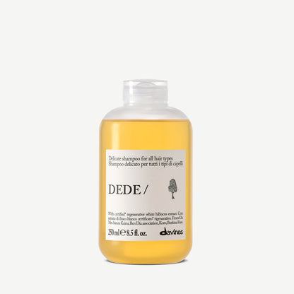 Davines DEDE Shampoo 250ml, transparent bottle for all hair types