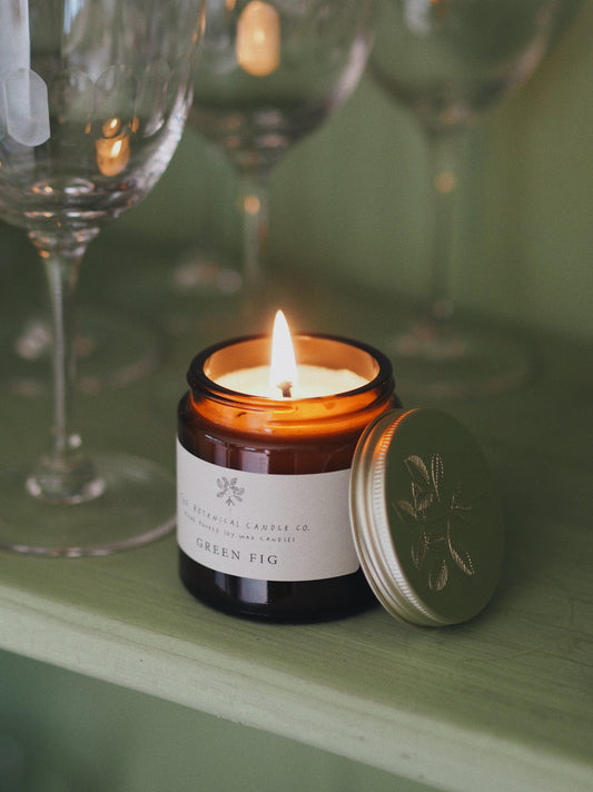 Green Fig hand-poured soy wax candle, 120ml, by The Botanical Candle Co.
