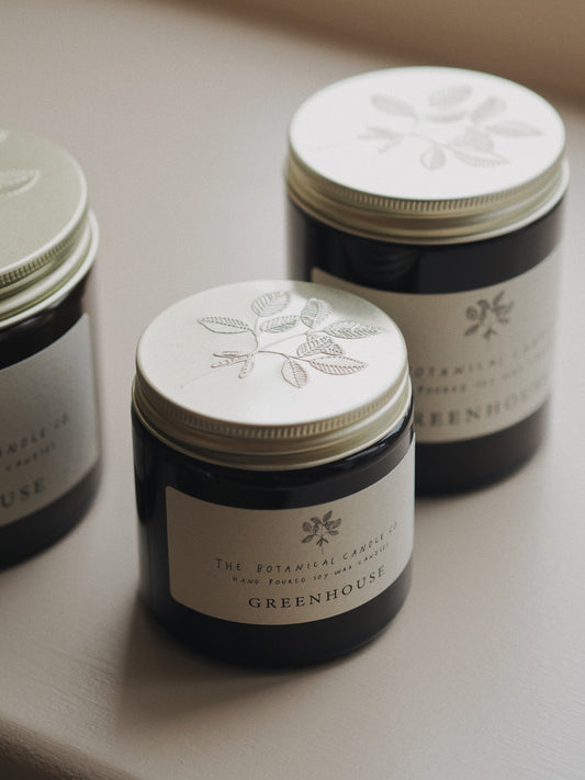 Greenhouse hand-poured soy wax candle, 120ml, by The Botanical Candle Co.
