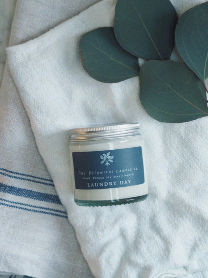 Laundry Day hand-poured soy wax candle, 120ml, by The Botanical Candle Co.