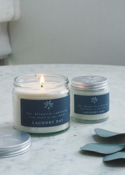 Laundry Day hand-poured soy wax candle by The Botanical Candle Co.