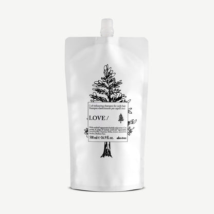 Davines Love Curl Shampoo 500ml refill pouch, curl-enhancing shampoo refill for curly hair