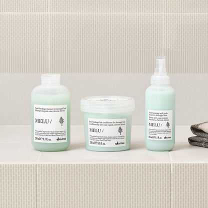 Lifestyle photo of Davines Melu Shampoo for long or damaged hair