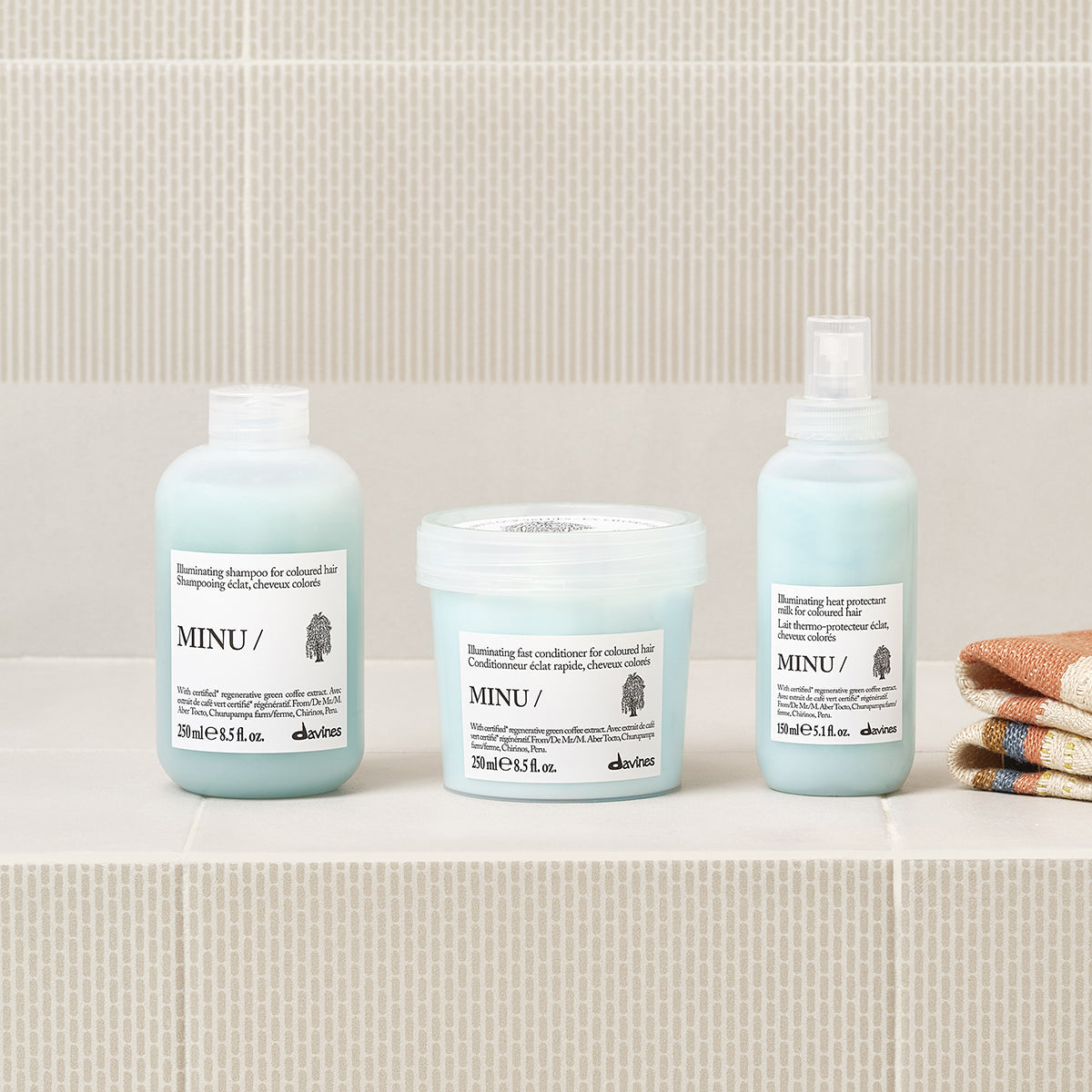 Lifestyle photo of Davines Minu Conditioner for coloured hair