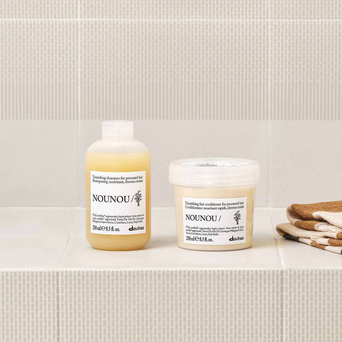 Lifestyle photo of Davines Nounou Conditioner for damaged hair