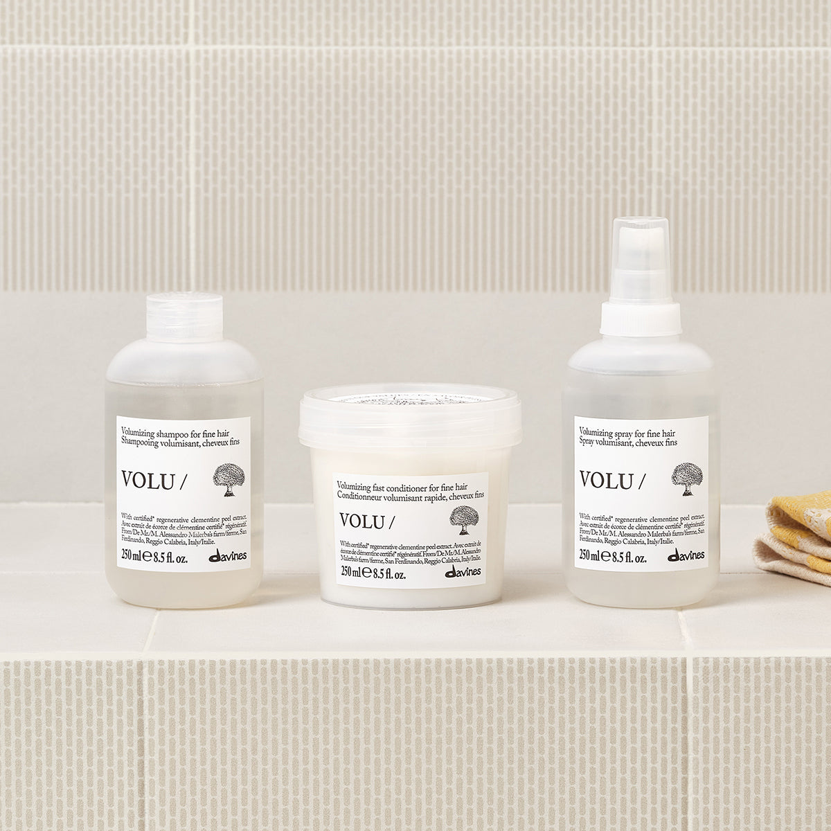Lifestyle photo of Davines Volu Shampoo for fine hair